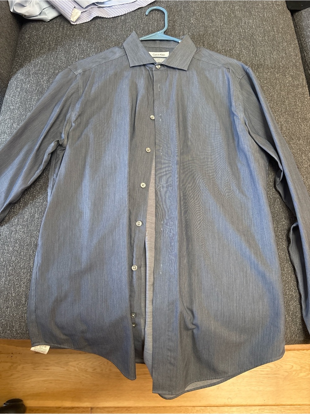 Calvin Klein Men's Slate Blue Pinstripe Dress Shirt